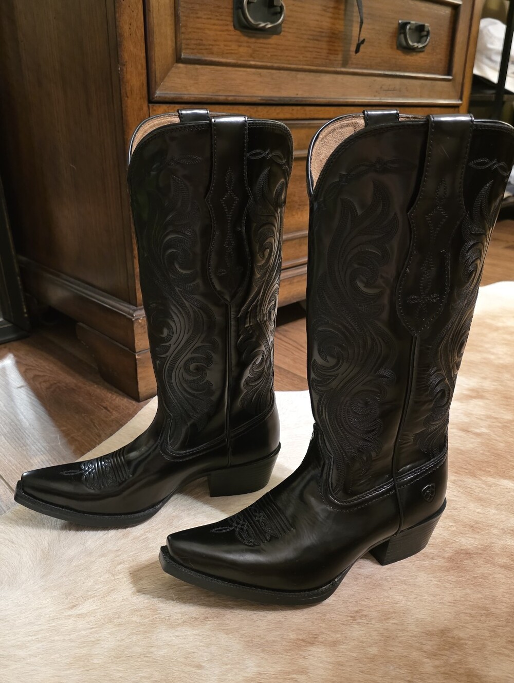 Ariat Women Taytum X Toe Western Boot Glossy Black, Size 7.5, NWOT - Picture 2 of 16